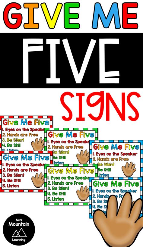 Give Me Five Signs | Classroom signs, Give me five, Give 