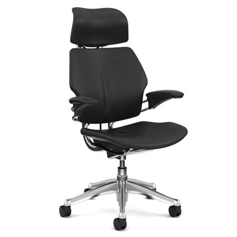 Black leather humanscale freedom ergonomic office task chair with headrest. ヒューマンスケール/フリーダムチェア（Humanscale/Freedom）