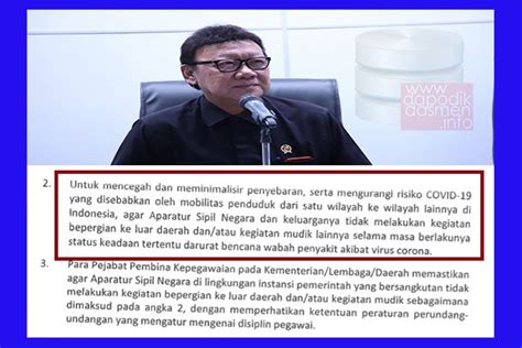 Namun, sebelum tanggal efektif berlaku, warga juga pemerintah telah memutuskan larangan aktivitas mudik lebaran mulai tanggal 6 sampai 17 mei 2021. SE MenPAN-RB Nomor 36 tahun 2020 tentang Larangan Mudik ...