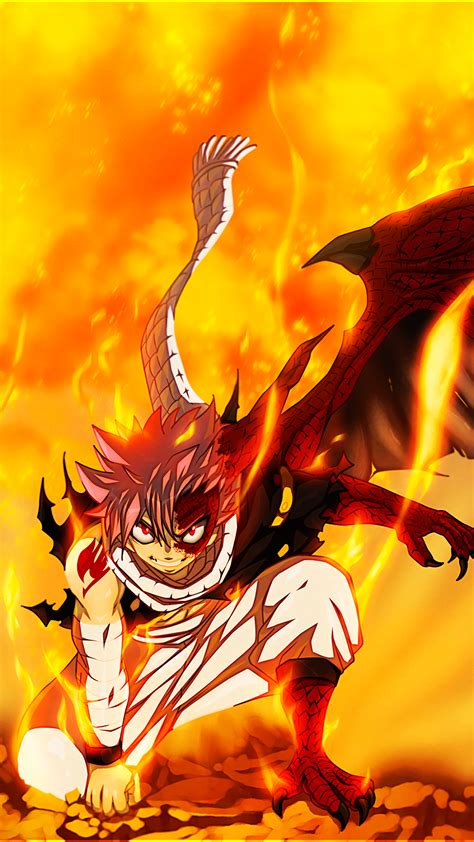 Red and white flower painting, fairy tail, dragneel natsu, illuminated. Anime Fairy Tail Natsu Dragneel Fire Mobile Wallpaper ...