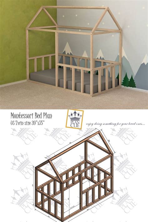 Get the printable toddler house bed plans here. Montessori House Bed Plan, US Twin Size Bed Frame, Easy and Affordable DIY Toddler Floor Bed ...