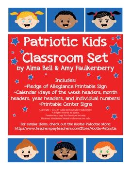 Trace, draw, and make a weather book while. Free Printable Patriotic Kids Pocket Chart Calendar and Pledge of Allegiance