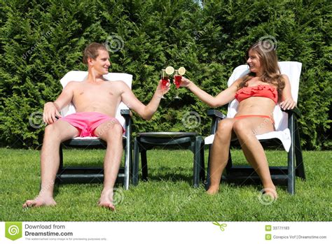 Tiff | the best things in life are unseen, that's why we close our eyes when we kiss, laugh and dream. Couple Sunbathing In Back Yard And Toasting Stock Image ...