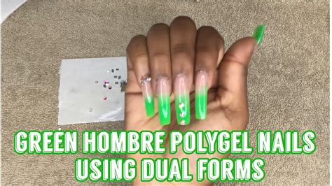 With a dual form, these two steps are combined into one. Green Ombré Polygel Nails Using Dual Forms | Modelones and ...