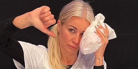 The presenter, 46, shared an instagram statement telling fans she'd withdrawn from the show after learning she had three bone fractures in her shoulder. Dancing on Ice's Denise van Outen rushed to hospital with injury