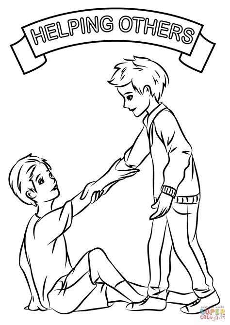 Community helpers coloring pages for preschool, kindergarten and elementary school children to print and color. Helping Each Other coloring page | Free Printable Coloring ...