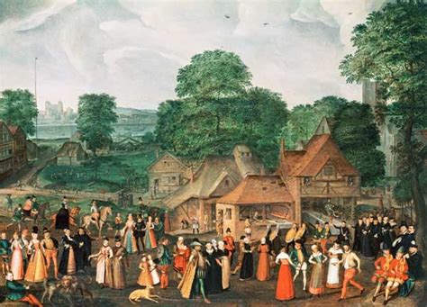 Doğa tarihi konuları, topografik görünümleri, aydınlatmaları ve mitolojik çalışmaları ile tanınır. A Fete at Bermondsey, c.1570 - Joris Hoefnagel Als ...