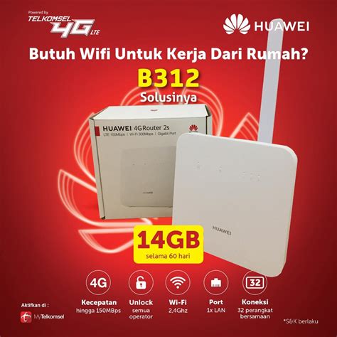 Dengan membuat pemberitahuan email ini, anda menyetujui persyaratan dan kebijakan privasi kami. CPE Modem Router WiFi 4G LTE HUAWEI B312 plus Antena All ...