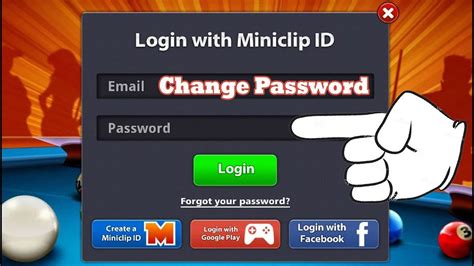 I log in 8 ball pool with facebook and my profile pic was visible but now it is not showing in 8 ball pool. How to change password 8 ball pool miniclip 😕 - YouTube