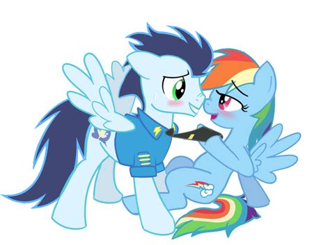 I soarindash after rainbowdash was accepted in wonderbolt academy, soarin decided to help train rd in becoming the best. Soarindash by Fuzzette on DeviantArt