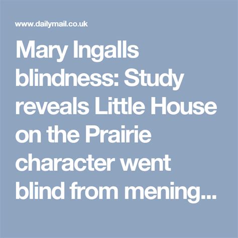 About the real ingalls family and how they differ from the tv little house on the prairie family. Study reveals the REAL reason sister Mary Ingalls from ...