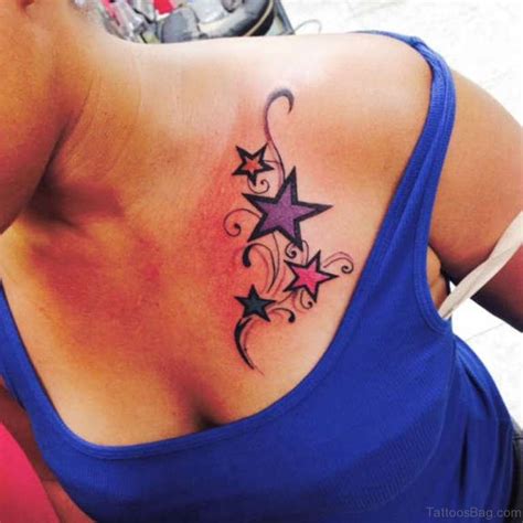 Portraits, floral designs, tribal, mandala, crosses, butterflies, animals, zodiac symbols, quotes and lettering are very popular choices for shoulder blade tattoos. 51 Great Stars Tattoos On Chest