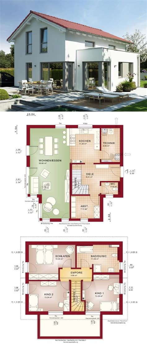 Mit dem richtigen haus grundriss kannst du dich von unschöner umgebung abschirmen und auf die schokoladenseite konzentrieren. Modernes Haus mit Satteldach Architektur & Erker Anbau ...