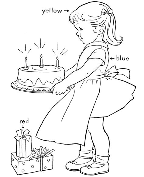 Spaces are large enough to be colored in confidently with markers, crayons, pencils, or paints. Learning Colors Coloring pages | Birthday Cake # ...