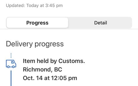 Redirect & hold mail arrow to indicate more links. Item held by customs - Meaning : CanadaPost