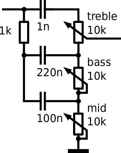 Apex ml3 tone control circuit diagram. File:Filter bass mid treble.svg | Esquemas eletrônicos, Amplificador de áudio, Circuito eletrônico