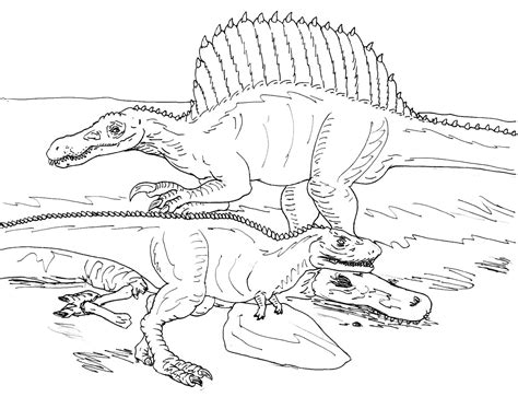 Jurassic world coloring pages free printing 27 free printable. Spinosaurus VS Rugops BW by avancna on DeviantArt
