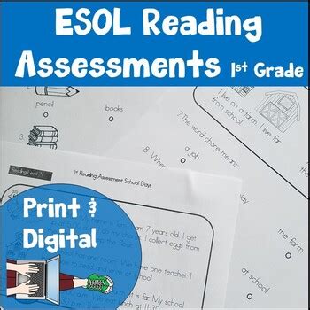 Read a question aloud and give three possible answers, one for each letter. ESL Reading Assessments First Grade Print and Digital | TpT