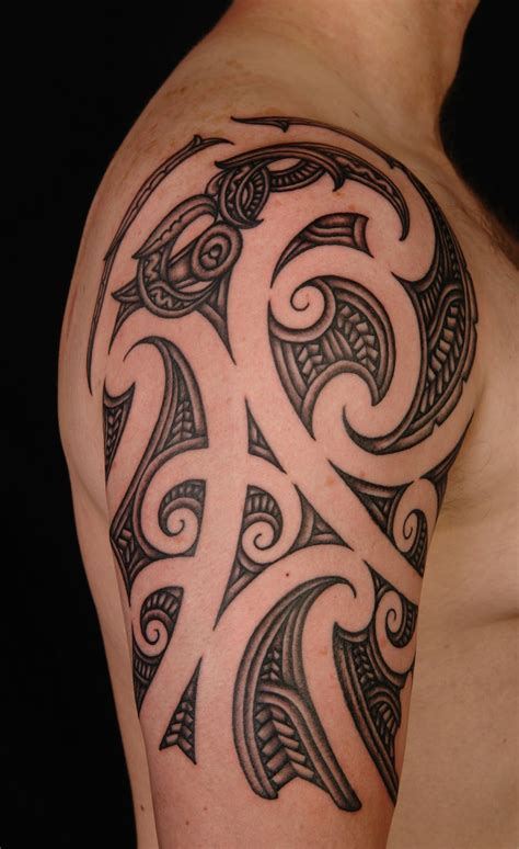 Adding black fill to a maori polynesian tribal inspired tattoo design. SHANE TATTOOS: Maori Half Sleeve on Dan