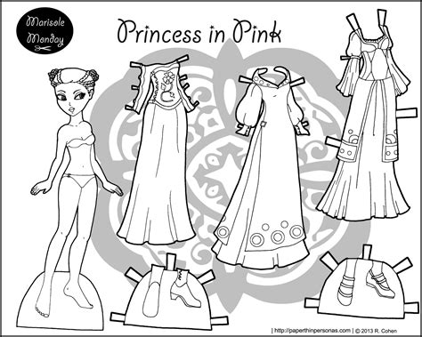 You will need colored pencils and scissors, as well as imagination and diligence. Three Marisole Monday Paper Dolls in Black and White ...