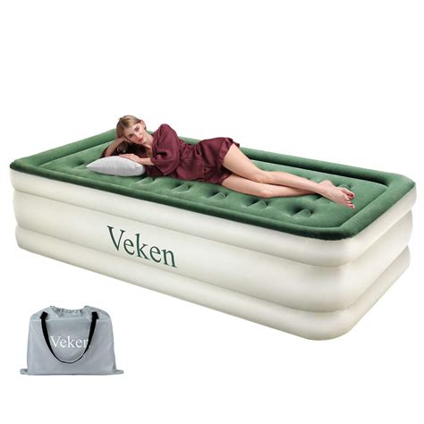 Sleep well with excellent flat support and no sinking or bulking. Veken Twin Air Mattress with Built-in Pump, Inflatable 18 ...
