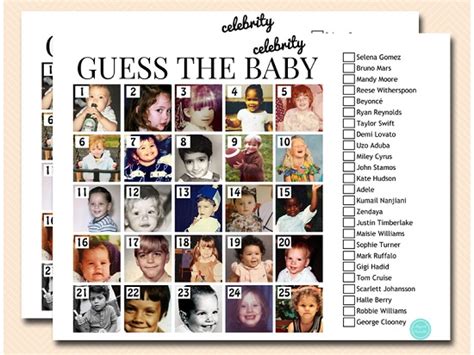 Complete your gender reveal or baby shower with this adorable celebrity baby name match up game! Guess the Celebrity Baby Name Game | Printabell ...