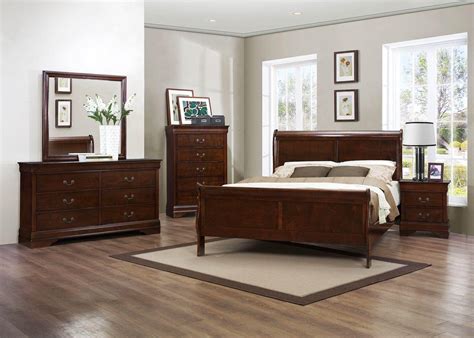 Cherry wood sleigh bedroom set. Homelegance 2147-1 Mayville Brown Cherry Wood Queen Sleigh ...