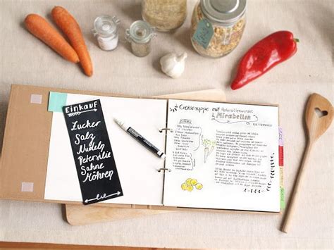Damit ihr nicht vor einem leeren blatt sitzt und überlegt, was ihr schreiben sollt, findet ihr in der vorlage zu vielen layouts auch gleich passende textbeispiele, die ihr als basis verwenden könnt. DIY Kochbuch mit Tafelfolie und Handletterin | Kochbuch ...