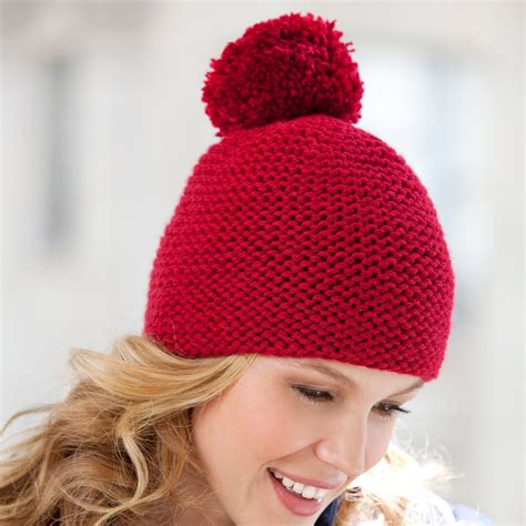 Red Heart Great Garter Knit Hat | Yarnspirations