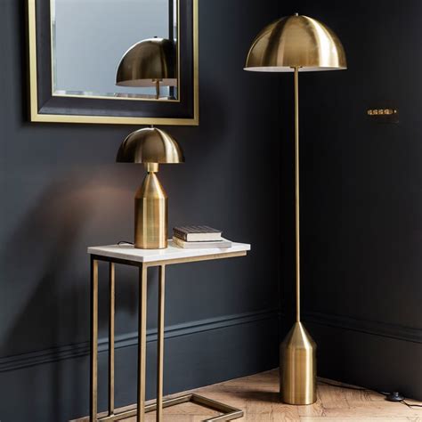 The lamp comes with a fiberglass drum shade which has a gold and black. Hudson Retro Metal Standing Floor Lamp Gold | Modern Lighting