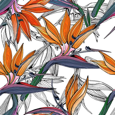 Seamless pattern abstract tropical plants, flowers, leaves. Doodle floral tropical background in vector with doodles ...