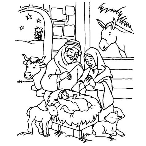 Coloriage sur la crèche de Noël, l'enfant jésus, la nativité - La ...