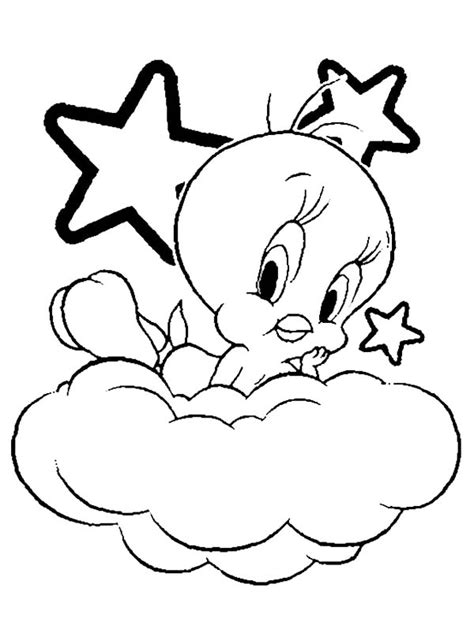 It's the story of a cat and a bird arguing to be watched by their grandmother. Tweety Bird Up On The Cloud Coloring Page : Kids Play Color