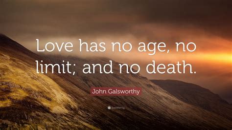 The concept of love accompanies us from the first conscious movement to deep old age. John Galsworthy Quote: "Love has no age, no limit; and no death." (10 wallpapers) - Quotefancy