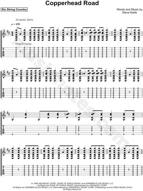 Get the copperhead road lyrics, video here. Six String Country "Copperhead Road" Guitar Tab in D Major ...