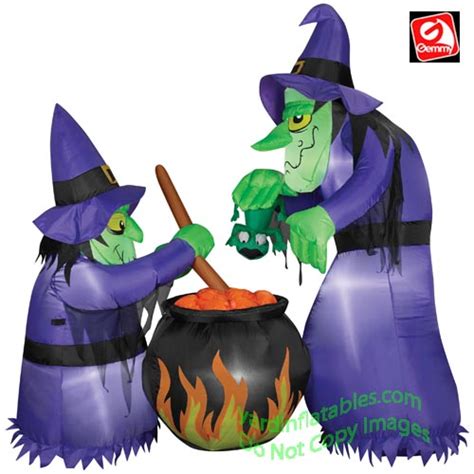 The city is more than a home to them. 6' Gemmy Airblown Inflatable Double Bubble Witches w ...