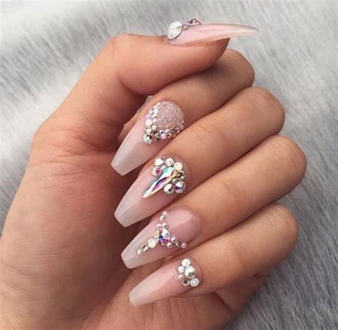 17:prep the nail by pushing back the cuticle and lightly filing nail bed until its matte. #ombrenails | Nails design with rhinestones, Polygel nails ...