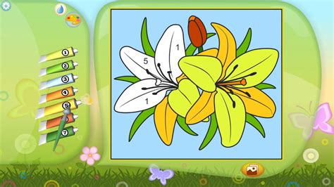 You can create several different works of art featuring super cute animals in this online design game. Color by Numbers - Flowers - YouTube