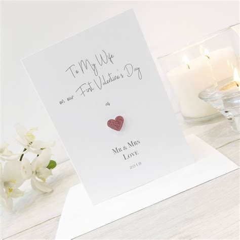 These anniversary gifts can also be used as the perfect valentine's day gifts for girlfriend, and are sure to make her love you just a little bit more than usual. Personalised First Valentine Card for your Husband or Wife ...