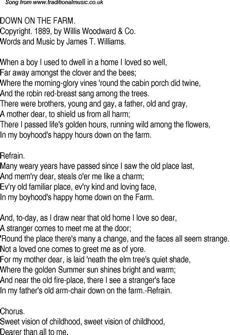 It's a lovely day for country walking the vicar's on his bike, billy's skateboarding the farmer and his dog out back shooting the gun goes off and hits the tweeting (or: Down on the farm song Will Hillenbrand > inti-revista.org